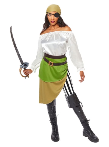 amscan 6-delig kostuum "Piratin" groen/wit