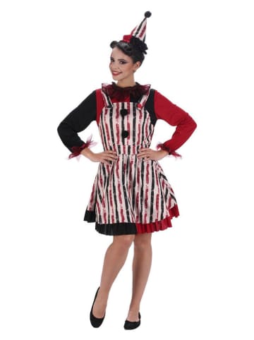 CHAKS 2-częściowy kostium "Clown" w kolorze czarno-czerwono-białym