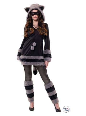 Party x People 2-delig kostuum "Waschbär" zwart/grijs