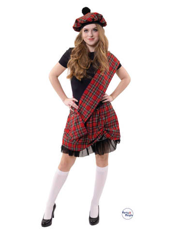 Party x People 3-delig kostuum "Schottin Erin" rood