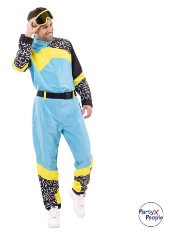 Party x People 2tlg. Kostüm "Skioverall" in Hellblau/ Gelb/ Schwarz