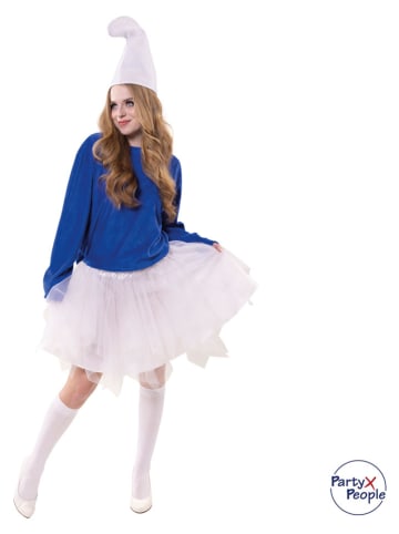 Party x People 2-częściowy kostium "Big Smurf Smörfi" w kolorze niebiesko-białym