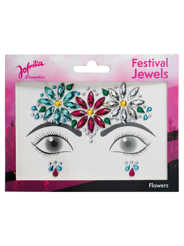 Party x People Samoprzylepne kryształki "Festival Flowers" w różnych kolorach do twarzy