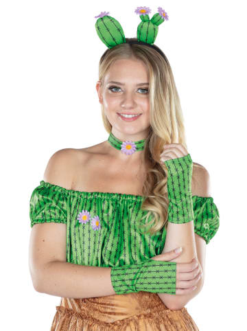 Party x People 4-delige kostuumaccessoireset "Cactus" groen