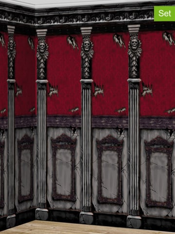 amscan 2er-Set: Szenen-Banner "Gothic Mansion" in Schwarz/ Rot - (B)609 x (H)121 cm