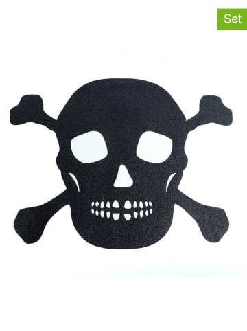 CHAKS 4-delige set: placemats "Skull" zwart - (L)34 x (B)42,6 cm