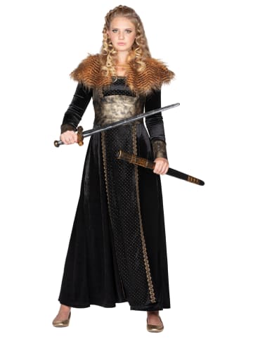 Party x People Kostuumjurk "Viking Koningin" zwart/lichtbruin