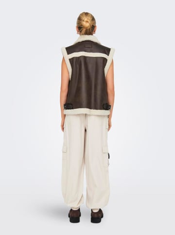 ONLY Kamizelka "Betty" w kolorze ciemnobrązowo-kremowym