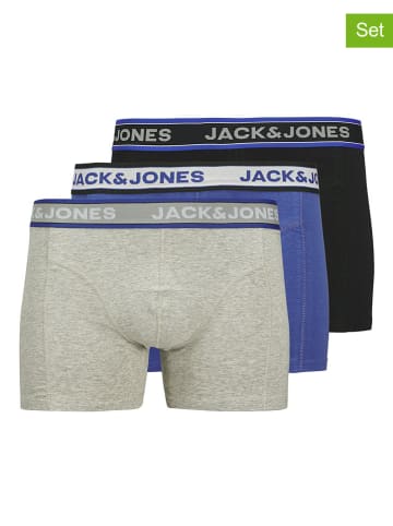 JACK & JONES Junior 3er-Set: Boxershorts "Christian" in Grau/ Blau/ Schwarz