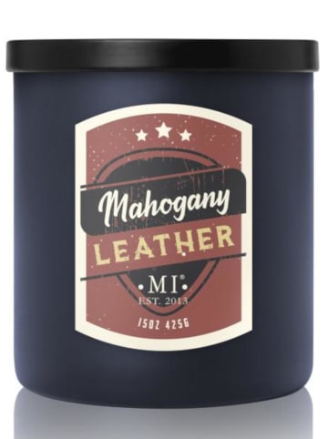 Colonial Candle Duftkerze "Mahogany & Leather" in Dunkelblau - 425 g