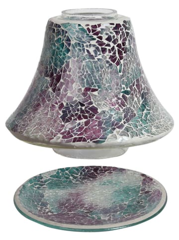 Woodbridge Klosz "Teal Crackle" ze wzorem do świec - wys. 16 x Ø 16 cm