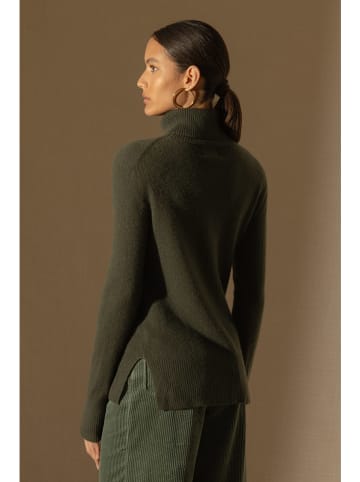 Perfect Cashmere Kaszmirowy golf "Tracy" w kolorze khaki