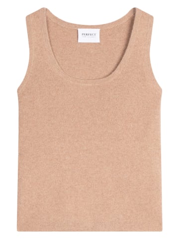 Perfect Cashmere Kaszmirowy top "Vanesia" w kolorze karmelowym