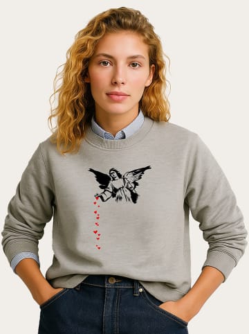 WOOOP Sweatshirt "Banksy Angel Hearts" in Grau