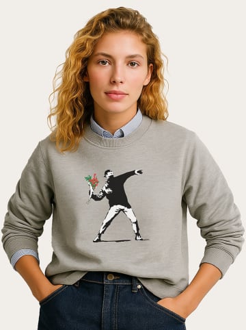 WOOOP Sweatshirt "Banksy Love" in Grau