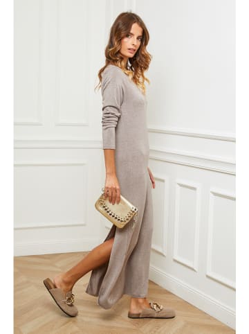 So Cachemire Sukienka dzianinowa "Abalone" w kolorze szarobrązowym