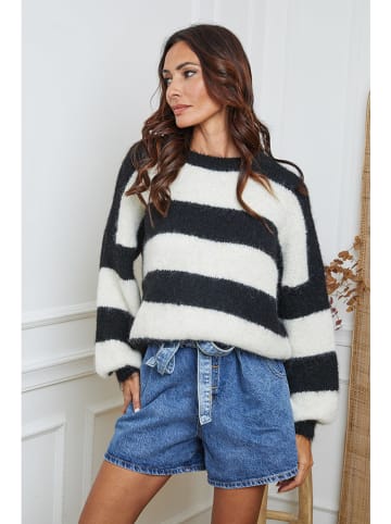 So Cachemire Trui "Bech" zwart/wit