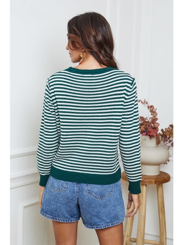 So Cachemire Sweter "Dweg" w kolorze zielono-białym