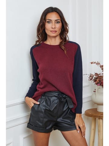 So Cachemire Trui "Kaleis" bordeaux/donkerblauw