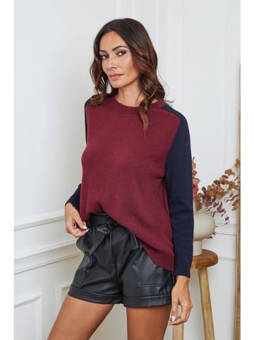 So Cachemire Trui "Kaleis" bordeaux/donkerblauw