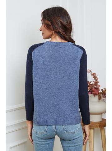 So Cachemire Trui "Kaleis" blauw/donkerblauw