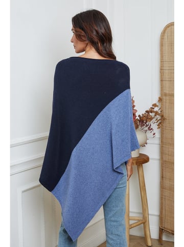 So Cachemire Poncho "Kordeva" donkerblauw/blauw