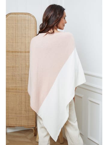 So Cachemire Poncho "Kordeva" in Rosa/ Weiß