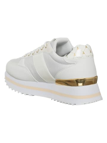 Patrizia Pepe Skórzane sneakersy w kolorze złoto-białym