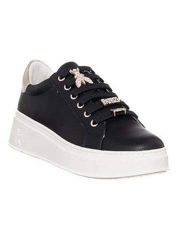 Patrizia Pepe Leder-Sneakers in Schwarz/ Gold