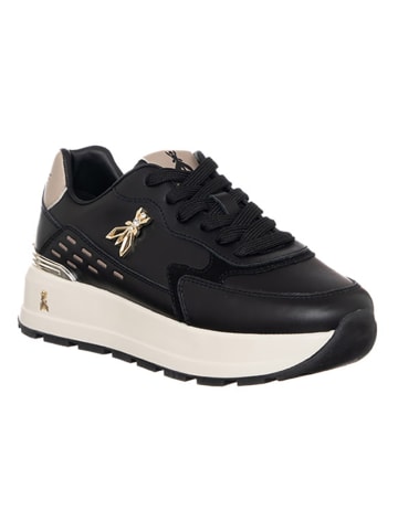 Patrizia Pepe Leder-Sneakers in Schwarz/ Gold