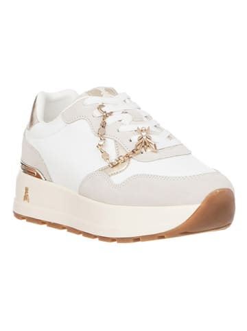 Patrizia Pepe Leder-Sneakers in Weiß/ Creme/ Gold