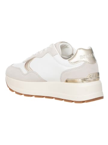 Patrizia Pepe Leder-Sneakers in Weiß/ Creme/ Gold