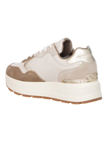 Patrizia Pepe Leder-Sneakers in Creme/ Hellbraun