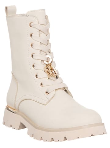 Patrizia Pepe Leder-Boots in Creme