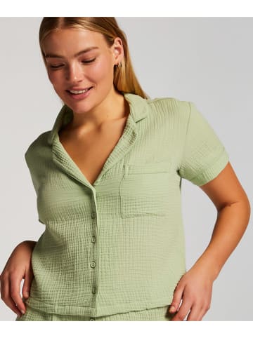 Hunkemöller Koszulka piżamowa "Seersucker" w kolorze jasnozielonym
