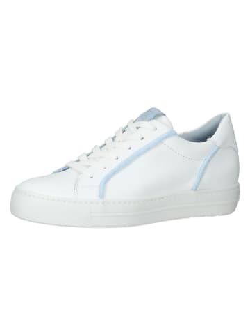 Paul Green Leren sneakers wit/lichtblauw