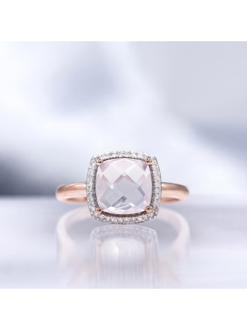 DIAMOND & CO Złoty pierścionek "Quartissime" z diamentami i kwarcem różowym