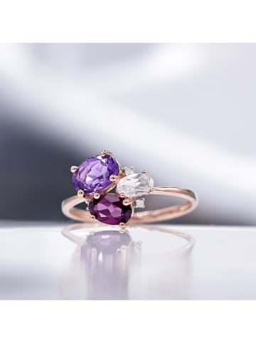 DIAMOND & CO Złoty pierścionek "Barbara" z diamentami i kamieniami szlachetnymi