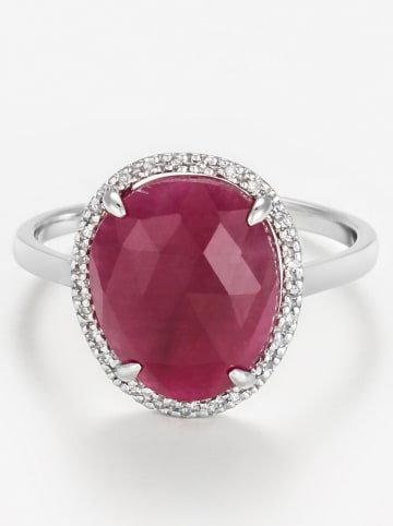 DIAMANTA Witgouden ring "Bermudes Nouvelles" met robijn