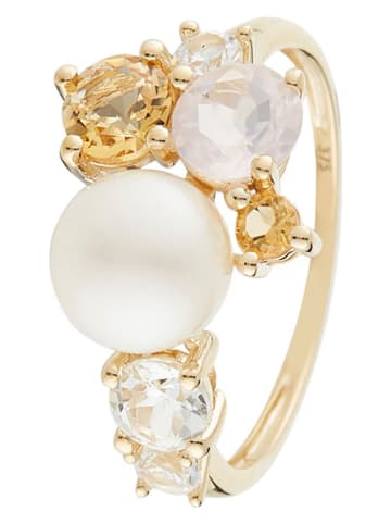 DIAMOND & CO Gouden ring "Pikine" met edelstenen