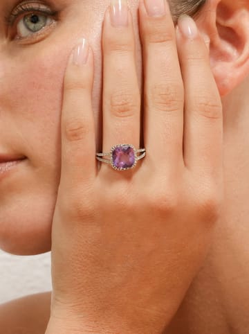 DIAMANTA Złoty pierścionek "Divine Améthyste 10" z diamentami