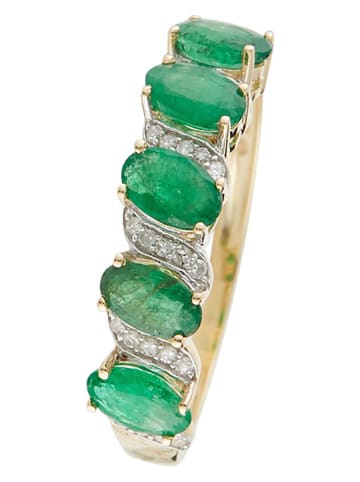 DIAMOND & CO Gouden ring "Sambava" met diamanten en smaragden