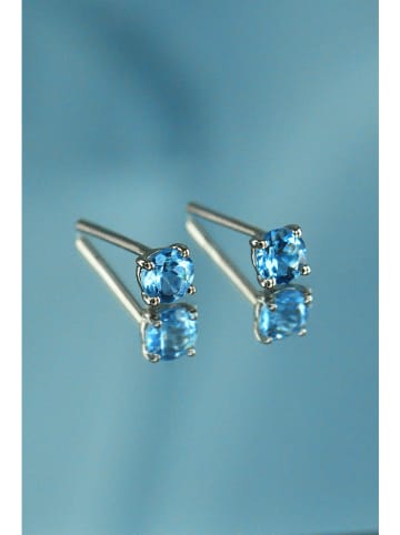 DIAMANTA Witgouden oorstekers "Single topaases" met edelstenen