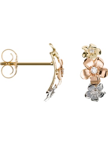 DIAMANTA Gouden oorstekers "Ikebana" met diamanten