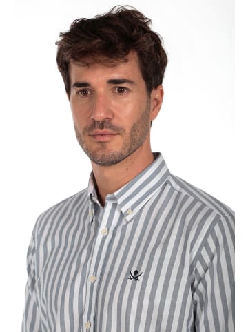 The Time of Bocha Hemd "Oxford" in Grau/ Weiß