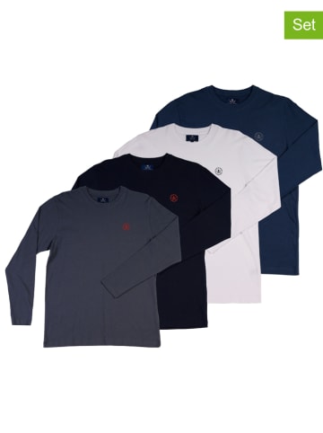 The Time of Bocha 4er-Set. Longsleeves in Dunkelblau/ Schwarz/ Weiß