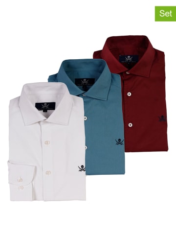 The Time of Bocha 3-delige set: blouses - regular fit - bordeaux/blauw/wit