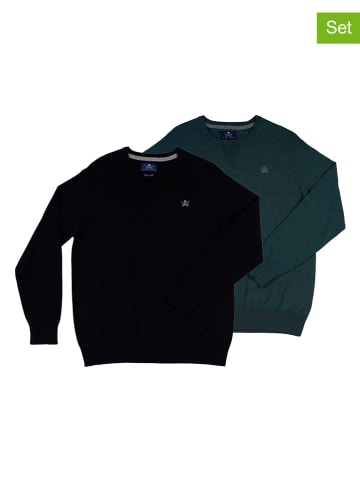 The Time of Bocha 2er-Set: Pullover in Schwarz/ Türkis