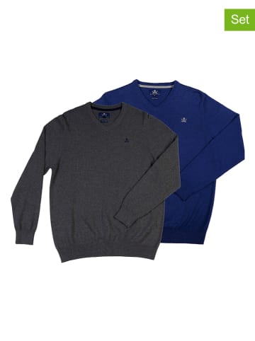 The Time of Bocha 2er-Set: Pullover in Grau/ Blau