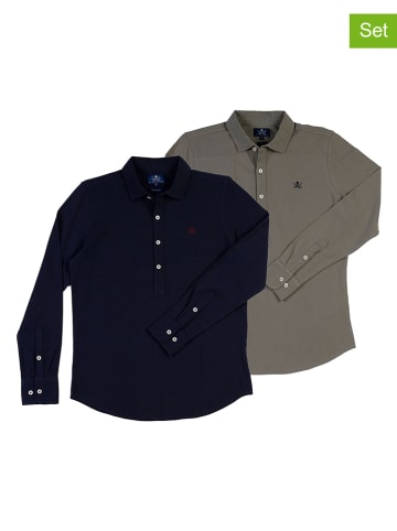 The Time of Bocha 2-delige set: poloshirts donkerblauw/grijs
